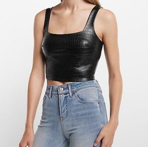 Faux croc crop top